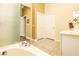 Bright bathroom with large vanity and separate tub at 2106 King Mesa Dr, Henderson, NV 89012