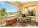 Bedroom with an exterior view of the yard and pool at 2106 King Mesa Dr, Henderson, NV 89012