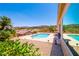 Inviting pool area offering outdoor seating and landscaping, perfect for relaxing in a private backyard setting at 2106 King Mesa Dr, Henderson, NV 89012