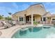 Outdoor patio with pool and seating area offer comfortable spots to relax and enjoy the backyard scenery at 2168 Big Bar Dr, Henderson, NV 89052
