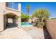 Backyard with a covered patio, pool and spa at 8224 Cassis Ct, Las Vegas, NV 89117