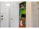 Entry closet featuring white shelving and wood floors at 8336 Golden Amber St, Las Vegas, NV 89139