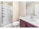 Well-maintained bathroom features a sleek glass shower and a modern sink with vanity at 1141 Brent Park Ct, Henderson, NV 89002
