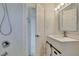 A cozy bathroom with a modern sink, vanity, and a rainfall shower head at 212 Orland St # 28, Las Vegas, NV 89107