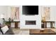 Stylish living room highlighting a modern fireplace, sleek design, and comfortable seating area at 2862 Athens Ridge Dr, Henderson, NV 89052