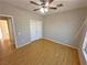 Bedroom with ceiling fan, window and closet at 316 Lingering Ln, Henderson, NV 89012