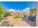 Well-kept backyard with low-maintenance landscaping, rock ground cover, and a small patch of artificial turf at 3425 Bedfordshire Pl, Las Vegas, NV 89129