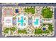 Aerial view of the community pool and amenity center, surrounded by lush landscaping and recreational areas at 6807 Satin Silver Ct, North Las Vegas, NV 89086