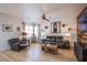 Comfortable living room features modern furniture, stylish decor, and a ceiling fan at 8029 Flambeau St, Las Vegas, NV 89131