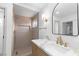 Stylish bathroom showcasing a single sink vanity, tiled shower, and modern fixtures at 8032 Deep Stone Ave, Las Vegas, NV 89149