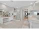 Beautiful bathroom featuring dual sinks, a walk-in shower, and ample counter space at 404 Lost Horizon Ave, Henderson, NV 89002