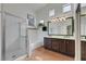 Bathroom with tiled shower, garden tub, and tiled floor at 520 Blackbird Knoll Ct, North Las Vegas, NV 89084