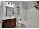 Bathroom with single sink vanity and tiled shower-tub combination at 1525 Spiced Wine Ave # 12103, Henderson, NV 89074