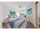 Light and airy bedroom featuring a ceiling fan, neutral walls, a large bed and a decorative rug at 1912 Summer Pine Ct # 102, Las Vegas, NV 89134