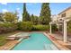 Inviting backyard pool and spa surrounded by lush landscaping, perfect for relaxation and outdoor enjoyment at 3217 Harbor Vista St, Las Vegas, NV 89117