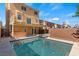 View of the pool, patio, and balcony space highlighting the property's outdoor living potential at 6019 Sonoma Station Ave, Las Vegas, NV 89139