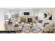 Bright, airy living room with modern furniture and a fireplace below the mounted television at 7936 Pinnochio Ave, Las Vegas, NV 89131