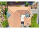 Aerial view of the home's tile roof showcasing its unique architecture and design at 522 Via Ventana Dr, Mesquite, NV 89027