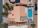 Bird's eye view of backyard with pool and desert landscaping surrounding the house at 6292 Belgium Dr, Las Vegas, NV 89122