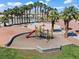 Neighborhood park with a colorful playground, surrounded by lush green grass and mature palm trees at 6292 Belgium Dr, Las Vegas, NV 89122