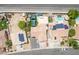 Aerial view showcasing multiple backyards with pools, outdoor kitchens, and solar panels at 747 Canyon Crest Dr, Las Vegas, NV 89123
