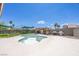 Backyard featuring a pool, outdoor kitchen, and a fenced yard at 747 Canyon Crest Dr, Las Vegas, NV 89123