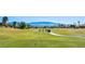 Scenic golf course view from the backyard showcasing lush green landscaping and blue skies in a desert setting at 1187 Mohave Dr, Mesquite, NV 89027