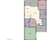 Floor plan showcasing the layout of the home's bedrooms, kitchen, living room, and bathrooms at 1187 Mohave Dr, Mesquite, NV 89027