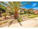 Home showcasing desert landscaping, a manicured lawn, and mature palm trees at 213 Villa Borghese St, Las Vegas, NV 89138