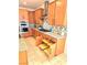 This kitchen has granite counters, designer backsplash and pull out drawer shelves at 2395 Arrington Ave, North Las Vegas, NV 89086
