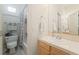 Bright bathroom showcasing a shower-tub combination and a coordinated vanity area at 277 Dark Forest Ave, Las Vegas, NV 89123