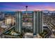 Stunning aerial view of Las Vegas condos, the Strip and the surrounding cityscape at sunset at 322 Karen Ave # 601, Las Vegas, NV 89109