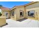 Exterior elevation shows a spacious gray rooftop deck with yellow stucco and red tile at 8113 Gothic Ave, Las Vegas, NV 89117