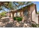 Inviting backyard featuring a covered patio, mature trees, and low-maintenance landscaping at 9025 Loggers Mill Ave, Las Vegas, NV 89143