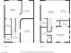 Two-story floor plan featuring living room, kitchen, bedrooms, garage, and bathrooms at 9431 Mad Dog St, Las Vegas, NV 89178