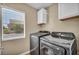 View of the laundry room with modern appliances and window views at 9431 Mad Dog St, Las Vegas, NV 89178