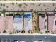 Overhead view of backyards featuring pools, patios, and well-kept landscaping at 2832 Aragon Terrace Way, Henderson, NV 89044