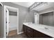 Bathroom featuring double vanity, and walk-in shower at 5816 Glory Canyon Way, Las Vegas, NV 89142