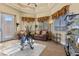 A well-lit living room with comfortable leather couches and decorative rug at 670 Du Fort Ave, Henderson, NV 89002