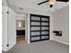 Bedroom view includes a closet, ceiling fan, floating shelves, and access to the bathroom at 8070 W Russell Rd # 2052, Las Vegas, NV 89113