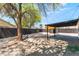 Backyard features gravel, patio, a shed and mature trees offering shade and privacy at 915 Melrose Dr, Las Vegas, NV 89101