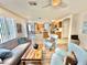 Open-concept living room and kitchen with modern furniture, lots of light, and wood laminate flooring at 10500 Horseshoe Falls Ct, Las Vegas, NV 89144