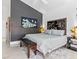 Cozy bedroom with calm bedding, modern art, and stylish decor at 110 Eagleview Ct, Henderson, NV 89074