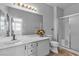 Elegant bathroom featuring a vanity with mirror and a glass-enclosed shower at 1346 Crystal Hill Ln # 3, Henderson, NV 89012