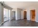 This spacious bedroom boasts wood floors, balcony access, and easy entry to the walk-in closet and bathroom at 222 Karen Ave # 2804, Las Vegas, NV 89109