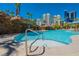 This beautiful lagoon style pool has tropical landscaping, rock features and community seating at 222 Karen Ave # 2804, Las Vegas, NV 89109