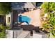 Aerial view of a custom pool in a private backyard featuring palm trees and desert landscaping at 3029 Brownbirds Nest Dr, Henderson, NV 89052