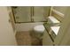 Cozy bathroom featuring shower, neutral wall color, tile flooring and toilet with stylish marbled sink at 3606 Gold Sluice Ave, North Las Vegas, NV 89032