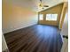 Vaulted ceiling in the main bedroom featuring wood floors and plenty of natural light at 3736 Gallowtree Ave, North Las Vegas, NV 89081