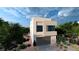 Modern two-story home with a two-car garage, gray brick accents, and low-maintenance desert landscaping at 3961 Heron Fairway Dr, Las Vegas, NV 89141